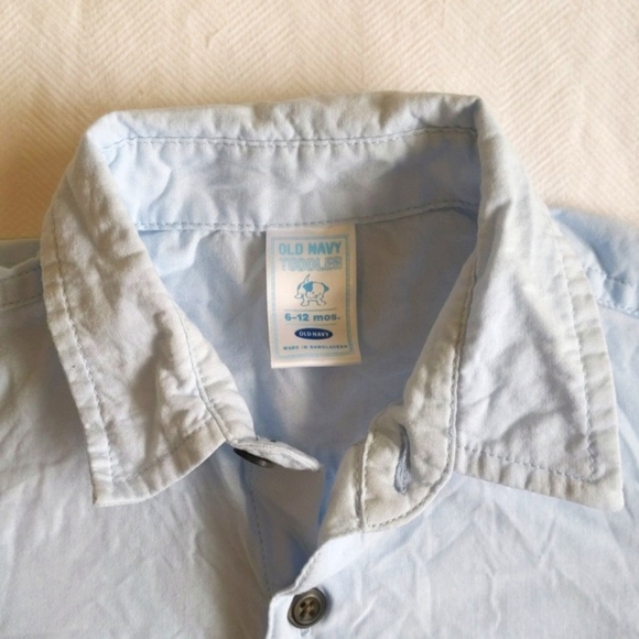 vintage old navy tropical beach cotton button down shirt 6-12 months baby boy - Picture 3 of 7
